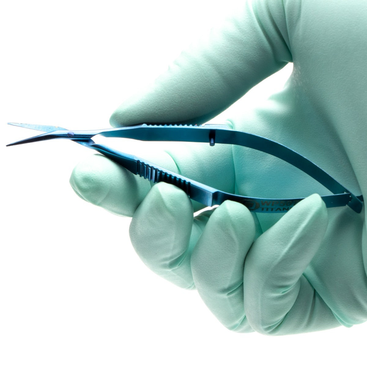Vannas Capsulotomy Scissors, 9.5 cm, 10.5 mm Sharp, Angled-on-the-side Tips, Non-Magnetic, Titanium