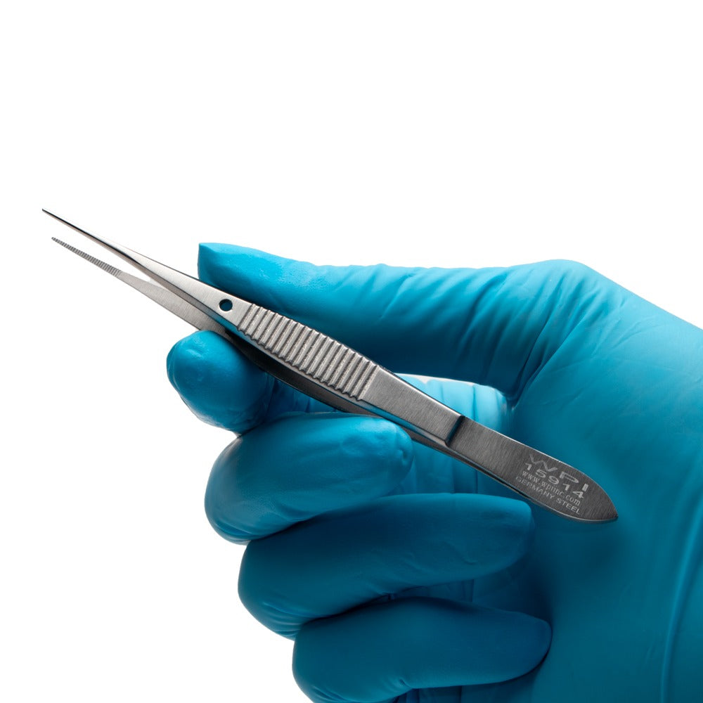 Iris Forceps, 10cm, Serrated Tips