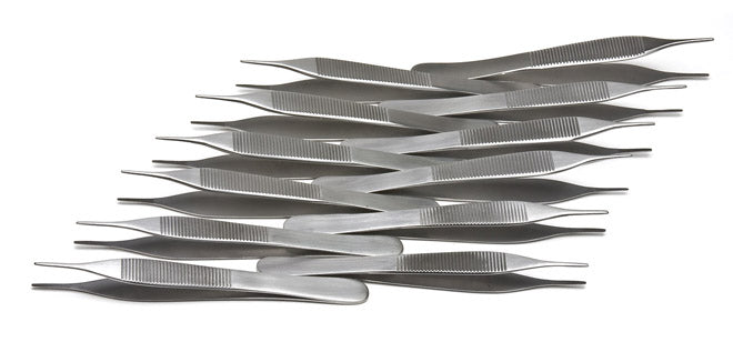 Adson Forceps, 12cm, Straight, Serrated, 12-pack, Disposable