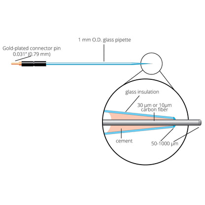 Carbon Fiber Electrode, Dia 30 um, L 100 um