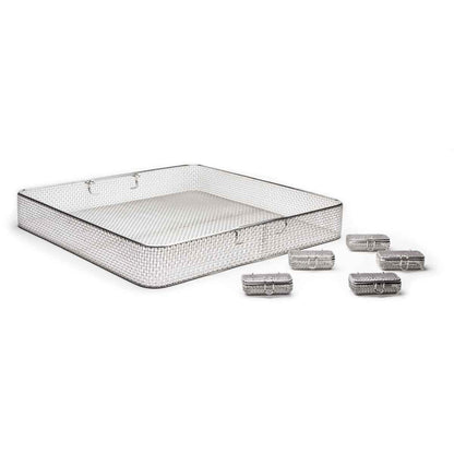 Classic Crimped Wire Mesh Sterilization Baskets, Tilted Handles