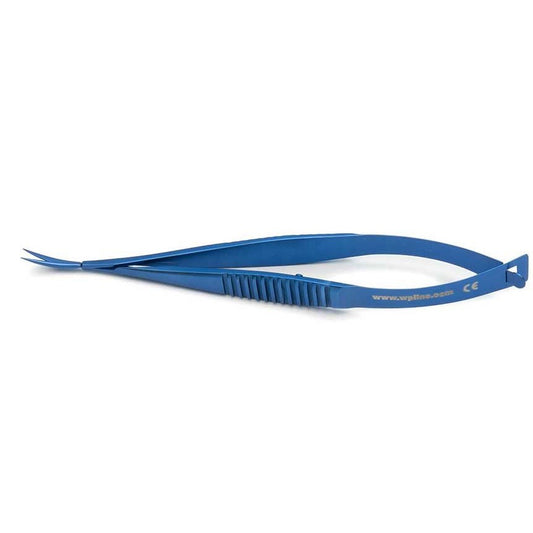 Vannas Capsulatomy Scissors, 9.5cm, Curved Sharp Tips, Non-Magnetic, Titanium