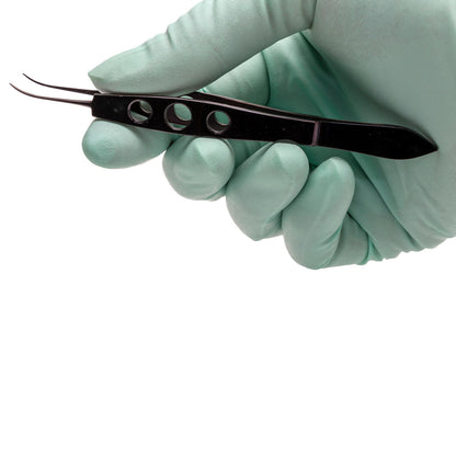 Jaffe Forceps, 10 cm, Curved, 0.3 mm Tips